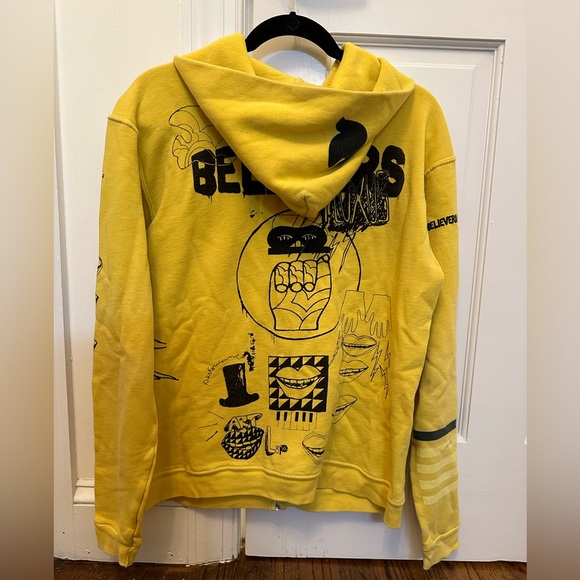 FREECITY Men’s Yellow Full-Zip Hoodie Size 3 (Small). - Picture 2 of 3